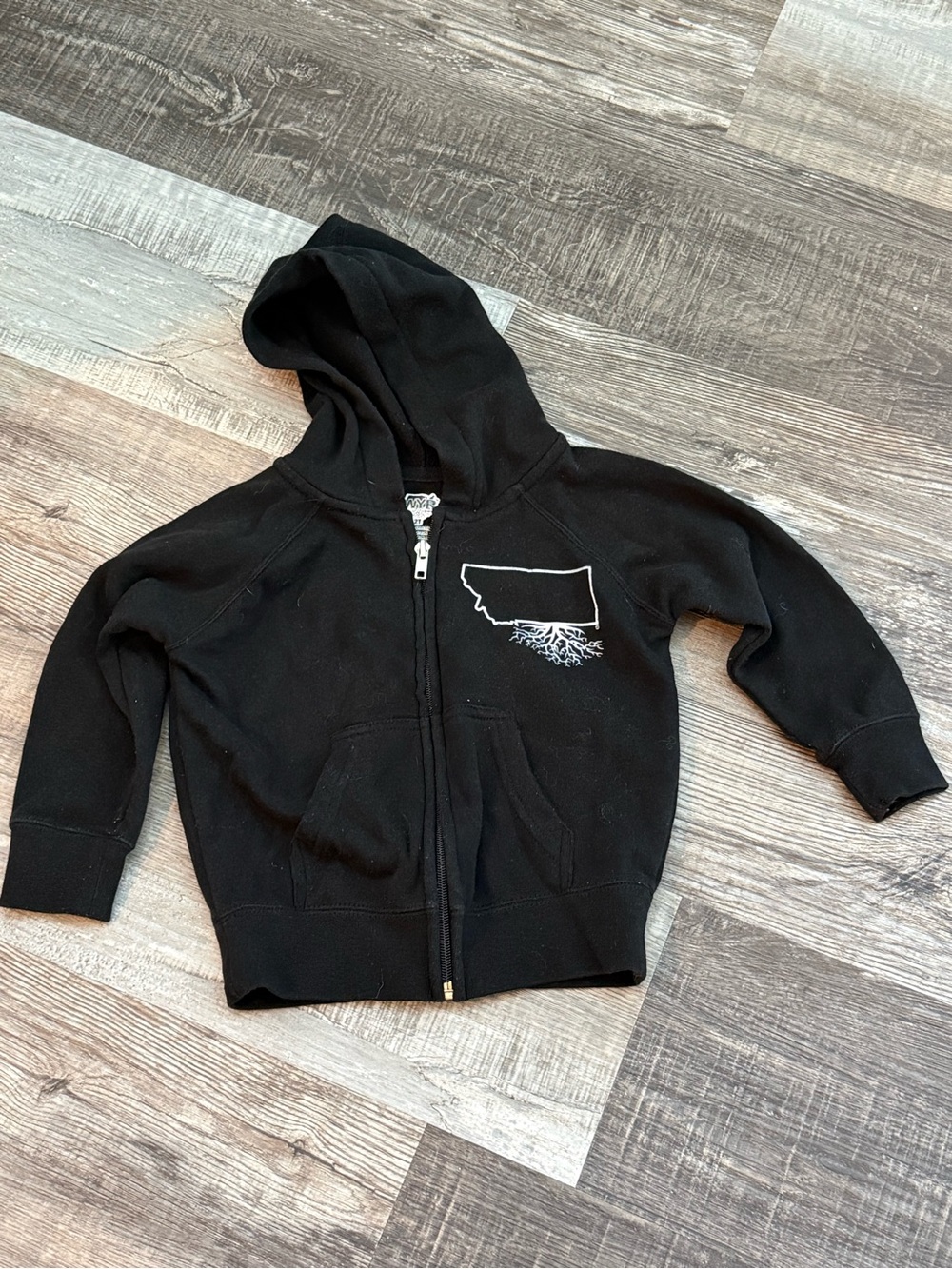 Othr Black Kids Zip-Up Hoodie with State Outline & Roots Graphic